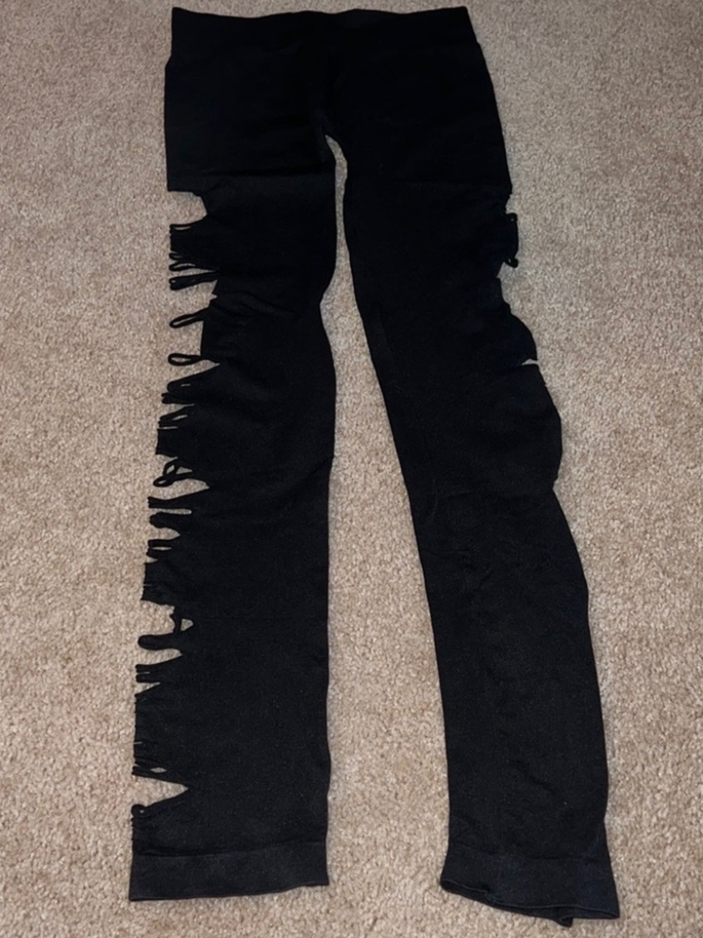 CO CO INTIMATES ONE SIZE (SEEM LIKE A MEDIUM) black ripped leggings LOT5742